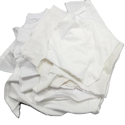 China High Quality Recycled Cotton 35-55cm White Strong Absorbency Water Oil T-shirt Wiping Cloths For Cleaning for sale