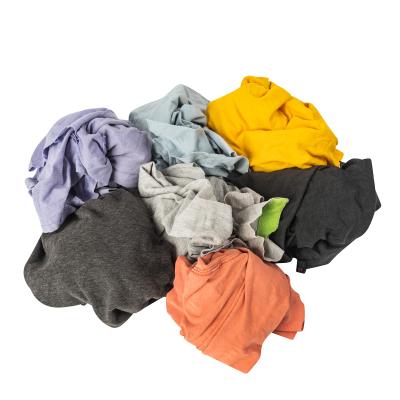 China Industrial 100% Cotton T-shirt Strong Absorption Water Oil Cleaning Mopping Cloths Mixed Dark Color Used Clothing Rags Mixed for sale