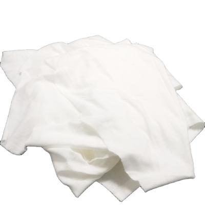 China Strong Absorption Capacity Water Oil Absorbency 10 Kg White T-Shirt Cut Cotton Industrial Wiping Cloths for sale