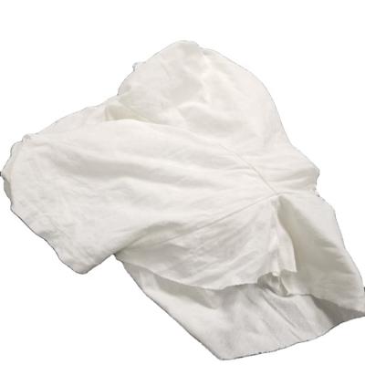 China Strong Absorbency Water Oil White Cleaning Mopping Cotton T-shirt Cut Pieces Normal Size Shredded Cotton Rags for sale