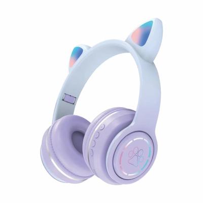 China NEW Wholesale Wireless Cat Ear Headphones Gaming Headset Foldable With Mic Cute Led Cat Ear Earphone Wireless Headphones For TF FM for sale