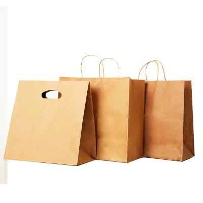 China Recycled Materials Customized Kraft Paper Eco Friendly Impact Reusable Shopping Bag Food Service Bag Kraft Paper Tote Bag for sale