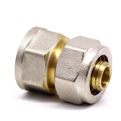 China Hot Selling Water Supply Manufacturing Brass Compression Pipe Fitting Straight Female Connector For Pex-Al-Pex Pipe for sale