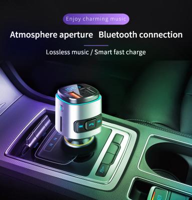 China Supports TF Card Supports FM Transmitter Blue Car TF Card Tooth Dual Port 2.1A Wireless Charger LCD Display Support USB Disk for sale