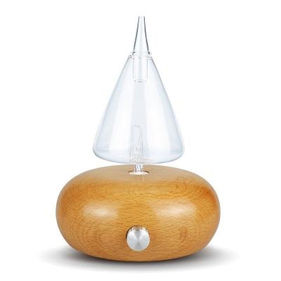 China High Quality Desktop Essential Oil Aromatherapy Nebulizer Glass Wood Ultrasonic Diffuser with 7 Color Changing LED and Wood Grain Bases for sale