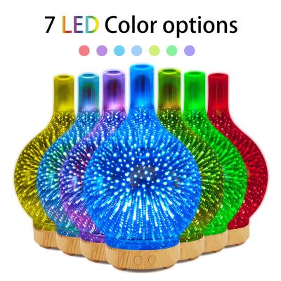 China Feel Comfortable 3D Essential Oil Diffuser, 100ml Glass Humidifier with Decorative 3D Effect Night LED Light Lamp for Office Home Study Yoga Spa for sale