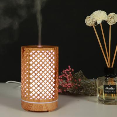 China Color Changing 200ml Hollow-carved LED Light Wood Grain New Ultrasonic Aroma Essential Oil Diffuser For Office Home Bedroom Living Room Study Yoga Spa for sale