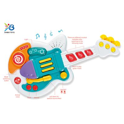 China Plastic Musical Lightweight Electric Guitar For Kids Baby Multifunctional Educational Toys Milky White for sale