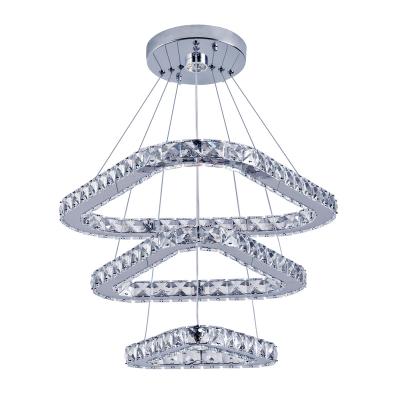 China Modern Luxury Modern LED K9 Crystal Chandelier Triangle Living Room Chandelier Pendant Lighting for sale