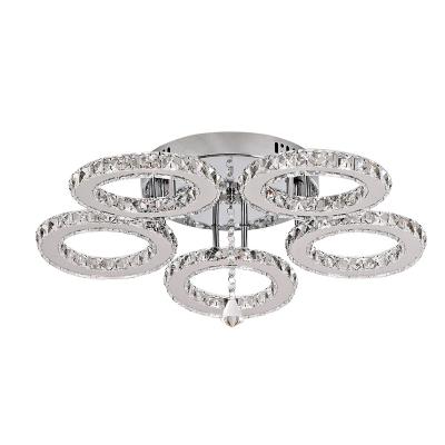 China Modern 5 Rings Indoor Luxury LED Chandelier Home Nordic Modern Crystal Ceiling Light for sale