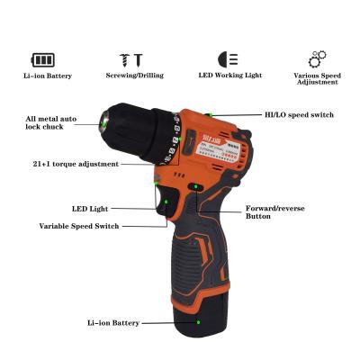 China Hot Sale 12V 16V 18V 20V 24V 36V 48V Lithium Battery Brushless Cordless Power Drills Tools for sale