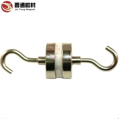 China Industrial Magnetic Hooks 25LBS Super Neodymium Magnet Rare Earth For Door Hanging Rack Locks Home Fridges for sale