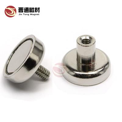 China Industrial Magnet 112 Pounds Pot Female Threaded Neodymium Stud Magnets Holding Cup Power for sale