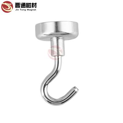 China Industrial Magnet Strong Magnetic Hooks 22LB Neodymium Rare Earth Magnet Powerful Heavy Duty Hook for sale