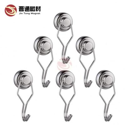 China Heavy Duty Industrial Magnet Magnetic Hooks Rotating 360 Angle Swivel Swing Strong Neodymium Magnet Hooks for sale