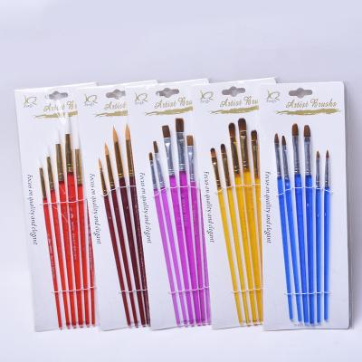 China 6pcs Beginner Hair Paint Set Brush Watercolor Oil Acrylic Paint Nylon Artist Brush for Kids Stationary Student for sale