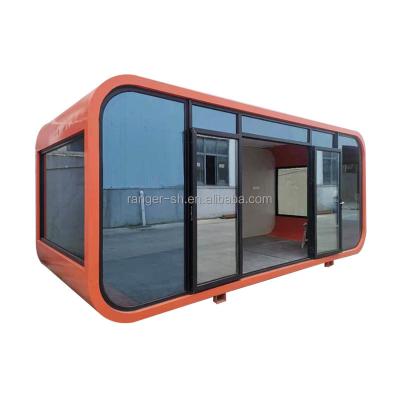 China Modern CE Certified Strongly Custom Stained Tempered Glass Window Apple Cabin Container Prefab Home for sale