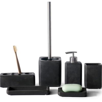 China Modern Top Luxury Gray Concrete Bathroom Accessories Set For Home Decor for sale