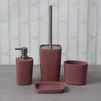 China Modern 4 Pieces Set Concrete Cement Bathroom Accessories Hotel Accessories Set for sale