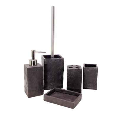 China Sustainable Hot Selling 5 Pieces Set Concrete Bathroom Accessories Hotel Accessories Set For Home Decor for sale