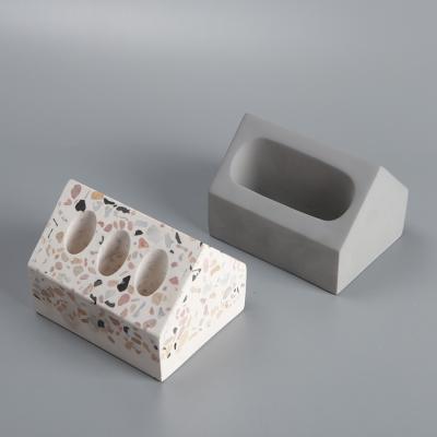 China Decoration Concrete Pen Holder Terrazzo Desktop Pen Holder Concrete Hot Selling Desktop Storage for sale