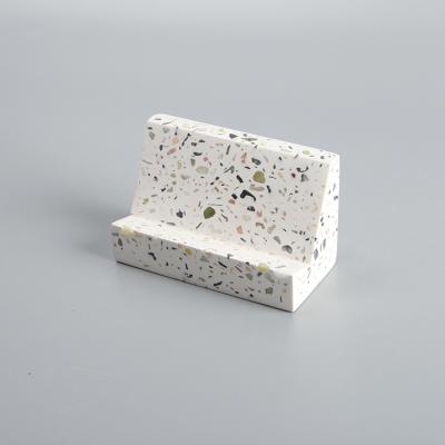 China Concrete Hot Selling Marbling Marble Decoration Phone Stand Desktop Card Holder For Office Desk Storage for sale