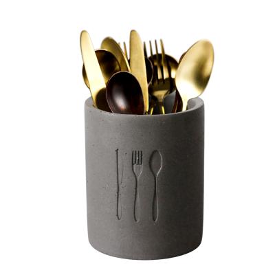 China Viable hot sale kitchen pay attention concrete cutlery container cement cutlery holder for dinner table decor for sale