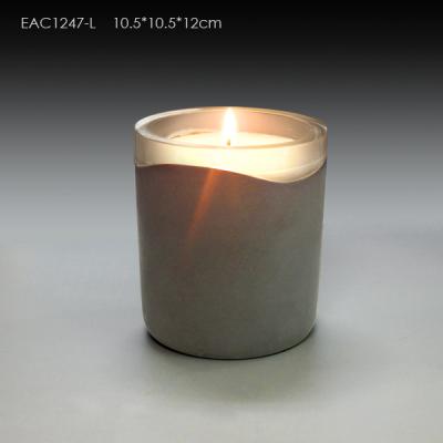 China China Supplier Modern Cheap Decorative Gray Concrete Candle Jars Resin Candle Jars For Home Decor for sale