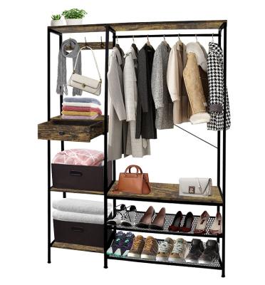 China Standing Modern Coat And Shoe Rack Lobby Tree With Counter Storage Entry 7-in-1 Entry Bench With Hanger With Drawers Industrial Coat Rack for sale