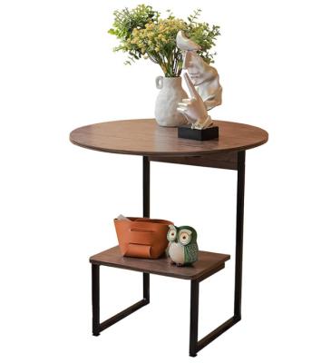 China Furniture 2 side decorative tier shelf living room table small bedside table c-shaped industrial wooden coffee table for sale