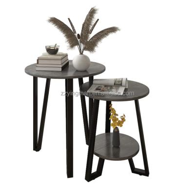 China Round Nested Coffee Table Set Living Room Round Nested Coffee Table 2 Piece Set Wood Round Table Top With Metal Leg End Table Nesting Coffee Table Set for sale