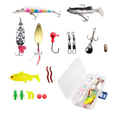 China ABS Plastic/METAL 18pcs Top Water Lure Isca Artificial Groundbaits Swivel Beads Minnow Crank Floating Spoon Fishing Lure Set with Lure Box for sale