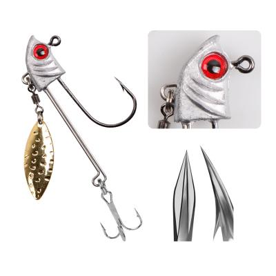 China Outdoor wholesale fishing activity LUSHAZER 7G/10/17G mustad hooks isca camaro saltwater artificial jig heads fishing weights lead hooked soft fish bait for sale