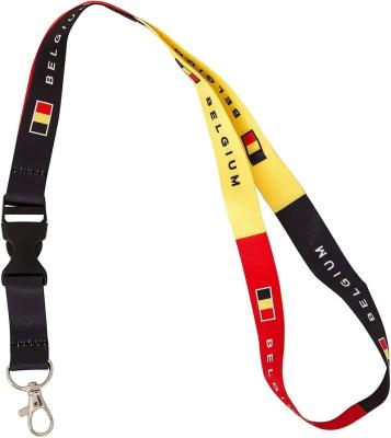 China Decoration Wholesale OEM Sublimation Polyester Neck Lanyard With Belgium Flag Color for sale