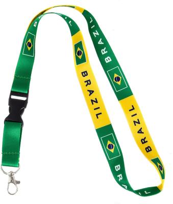 China Decoration Wholesale OEM Sublimation Polyester Neck Lanyard With Brazil Flag Color for sale