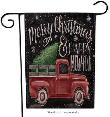 China Garden Home Decorative Merry Christmas Truck Hanging Flag Red Double Sided, Rustic Christmas Quote House Yard Flag Pickup for sale