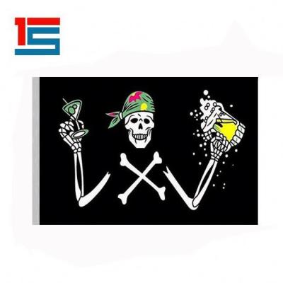 China Custom 3*5 FLYING Hanging Printing Good Manufacturer Polyester Jolly Roger Pirate Flag for sale