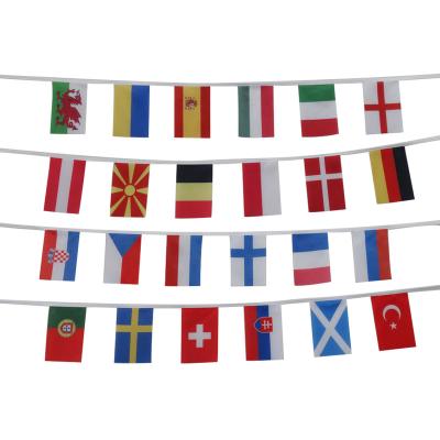 China FLY Custom 2021 Euro Cup 24 Team Soccer World Cup Logo Printed String Bunting Flag for sale