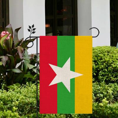 China Hanging Double Sided Printed 12x18 Inch Myanmar Burlap Durable Garden Flag Lawn Flag For Yard Decoration for sale