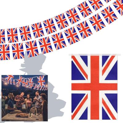 China Union Jack Bunting Flags, 5.5M 18ft Banner Fabric British Promotion Flags With 20 Square Flags, Party Decor Britain Union Jack Flag Patriot for sale