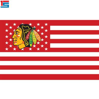 China FLYING 90*150cm NHL Chicago Blackhawks Flag Banner With Grommets for sale