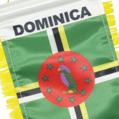 China Custom Printed Logo FLYING Design 14x21cm Mini Flag Dominica Country Pannent For Sale for sale