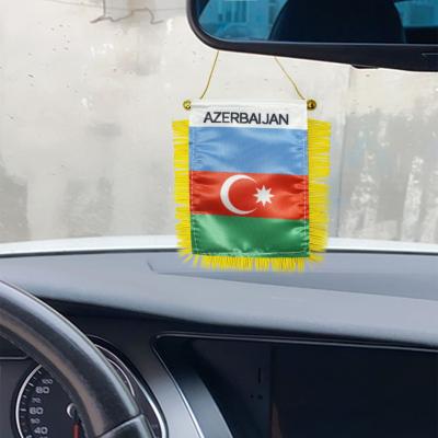 China Azerbaijan Pennants Flag Mini Car Mirror Hanging National Country Flag Hanging Banner for sale