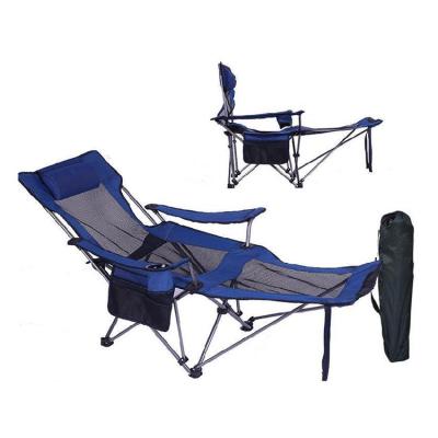 China Mesh Folding Recliner Detachable Beach Easy-carry Outdoor Adjustable Portable Cheap Camping Chair With Footrest Pillow for sale