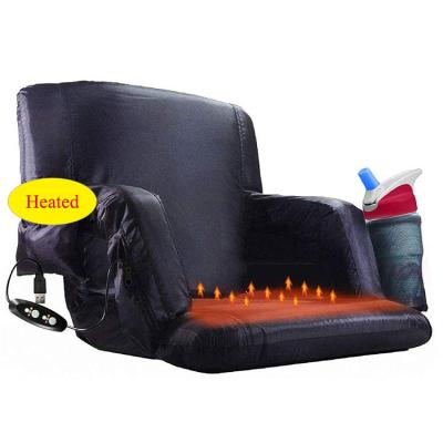 China Foldable USB Soccer Armrest Outdoor Lay Portable Bleacher Beach Heated Stadium Chairs Seats With Heat for sale