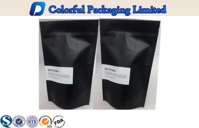 China Matte Balck Printing Plastic Stand Up Pouch , Customized Tea Coffee Pouch for sale