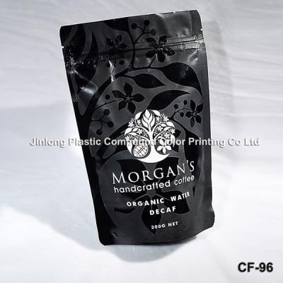 China Black Spot Matte Finishing Plastic Stand Up Pouches For Coffee Packaging With Valve for sale