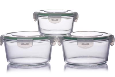 China Classical Borosilicate Round Glass food storage Containers for oven for sale