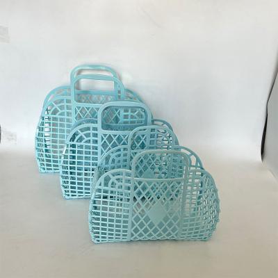 China Fashion ins candy bag retro large handbags beach basket hot portable holiday day bag for sale