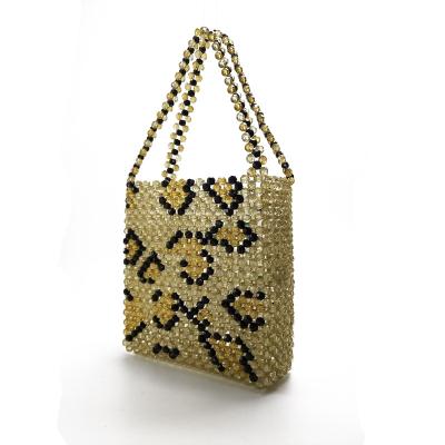 China Unique Amber Color Beading Women Bag Leopard Clutch Handbag 2021 Fashion New for sale